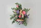 Purple with Shells Gift Basket (Coastal Floral Wax Bouquet)