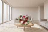 Pink Floral Gift Basket (Handcrafted Wax Bouquet)