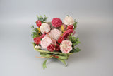 Pink Floral Gift Basket (Handcrafted Wax Bouquet)